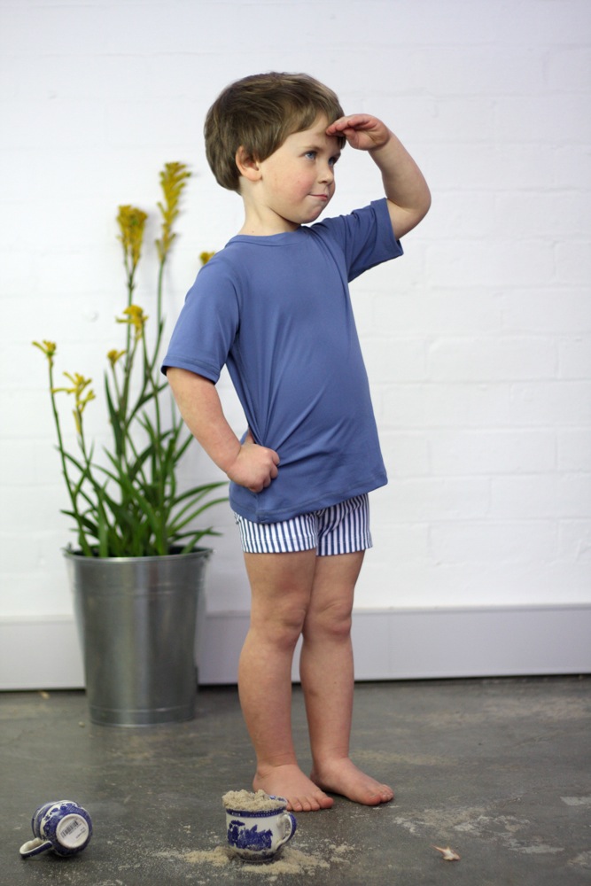 SHORT SLEEVED RASHIE IN DUSTY BLUE - The Bathers Company
